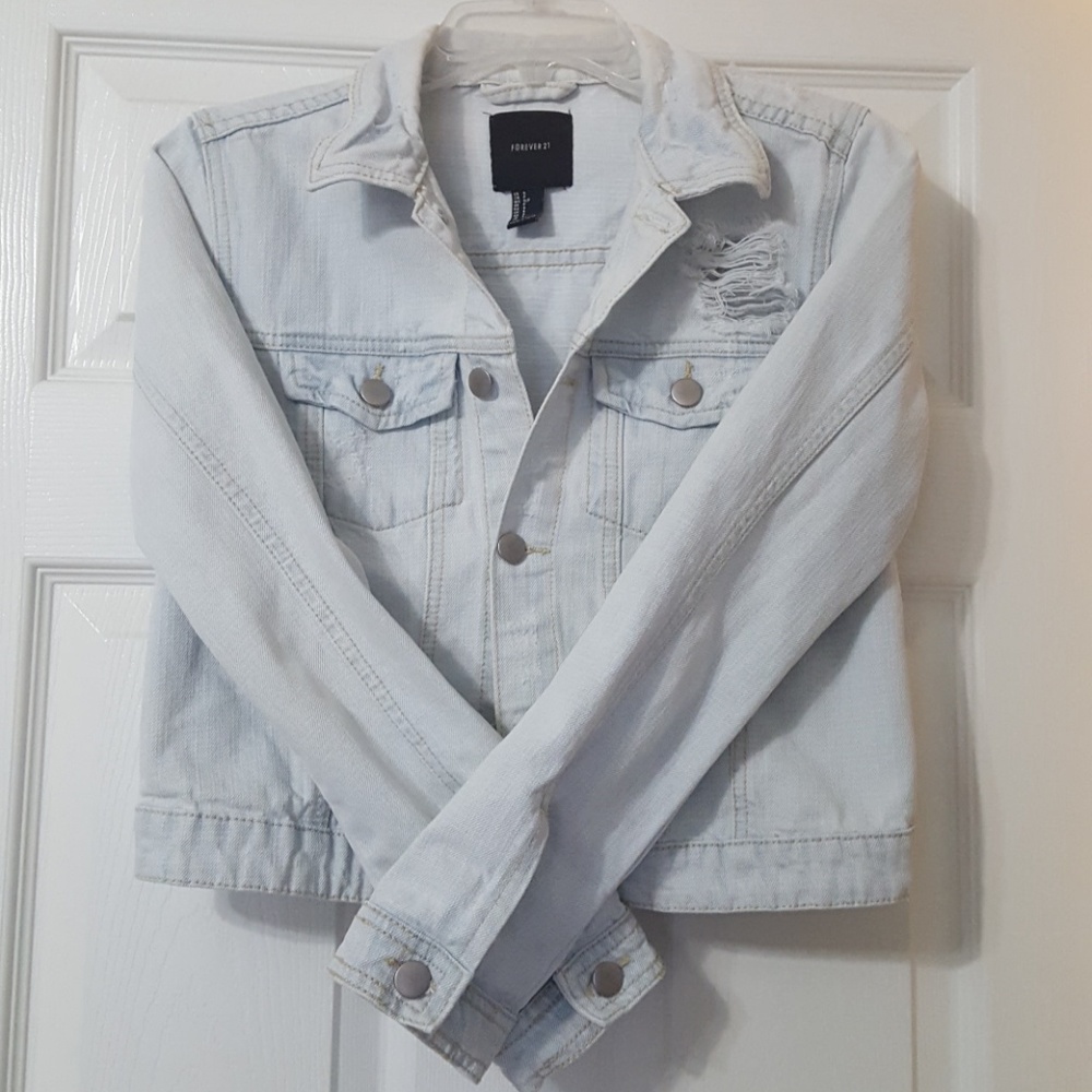 Distressed women's denim jacket
